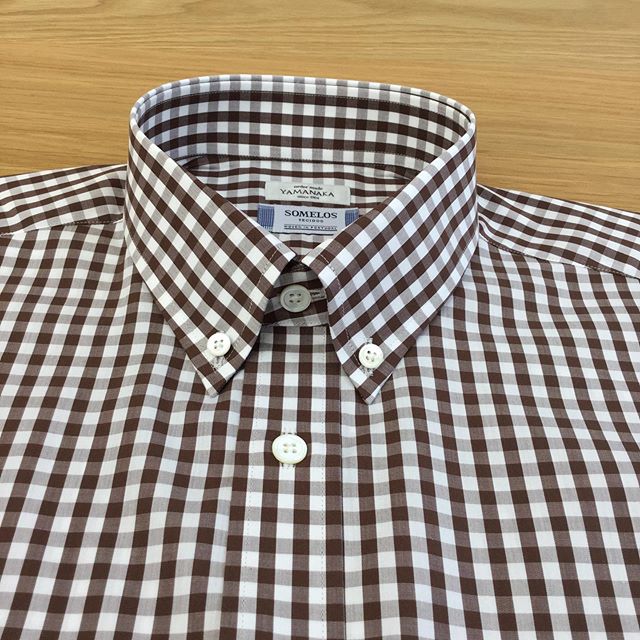 ソメロス・ギンガム・ブラウン・ボタンダウン