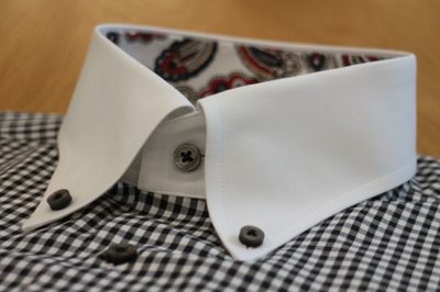 国産・ギンガムチェック クラシコ・ボタンダウン 裏替え・ペイズリープリント2 強化ポリ・黒厚手ボタン 国産・ギンガムチェック クラシコ・ボタンダウン 裏替え・ペイズリープリント2 強化ポリ・黒厚手ボタン