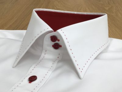 裏替え・ハンドステッチ・ボタンレッド